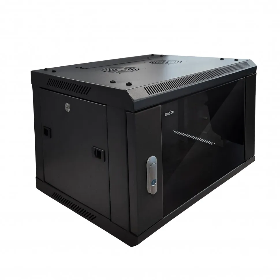 Шкаф настенный 12U серия WMA (Wall Maestro) (600х450х635), передняя дверь стекло, разборный, черный Netko  "А"
