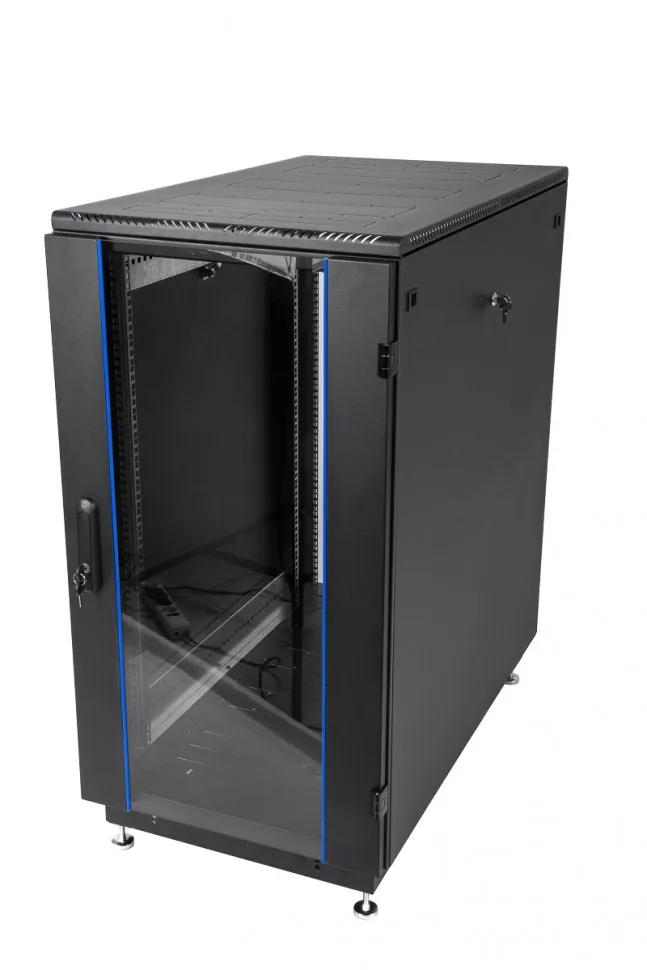 Шкаф телекоммуникационный напольный 18U (600 × 800) дверь стекло, цвет чёрный