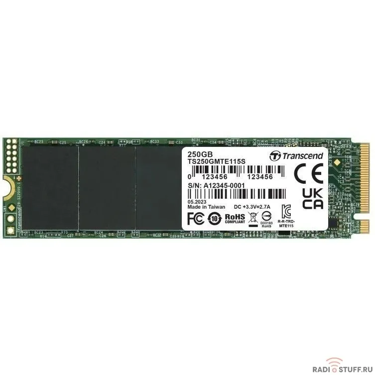 Накопитель SSD Transcend PCI-E 3.0 x4 250Gb TS250GMTE115S 115S M.2 2280 0.2 DWPD