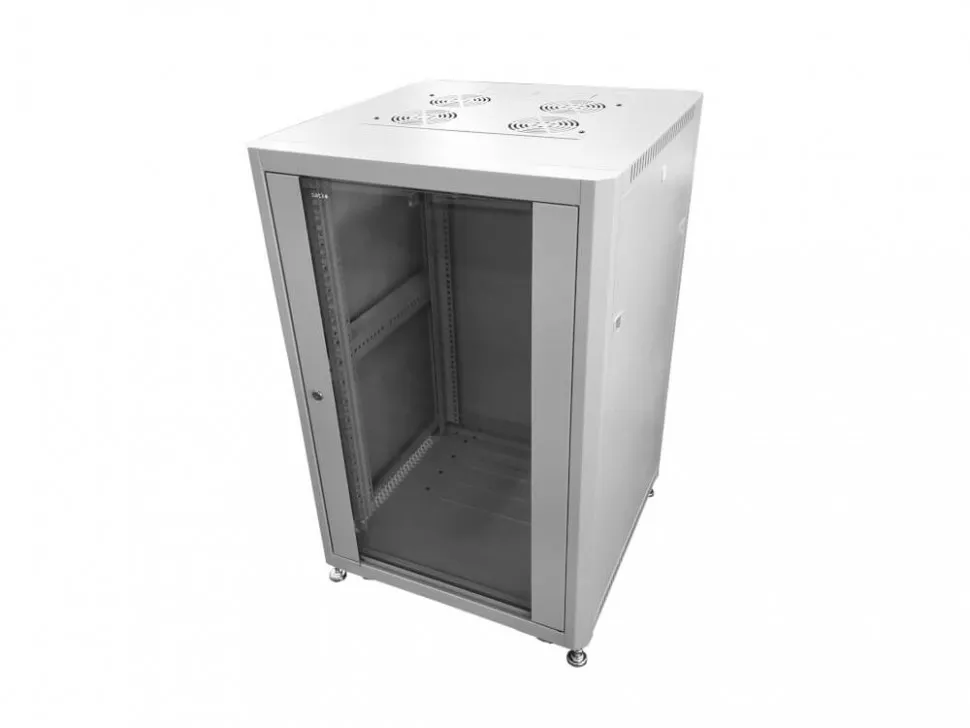 Шкаф напольный, 19", 22U, серия Optima, (600х800х1132мм), передняя дверь стекло, разобранный (упакован в 3 коробки), серый, Netko