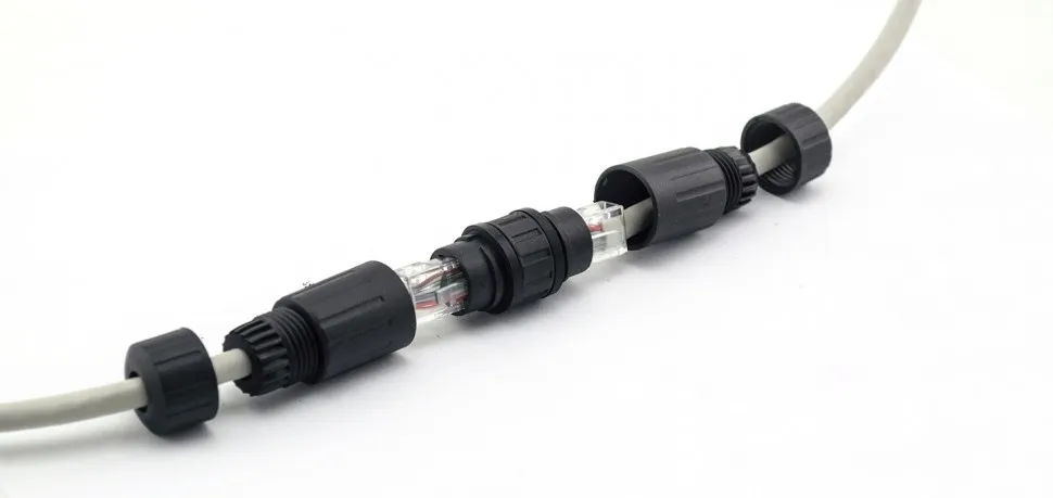 Соединительный модуль RJ45, cat.6, герметичный (IP68), цанг зажимы, экранированный, черный Netko