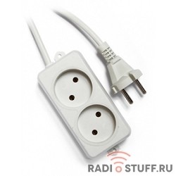 Gembird Удлинитель Гарнизон EL-NL2-W-3, 2 розетки, допустимый ток 10А, длина 3 м.