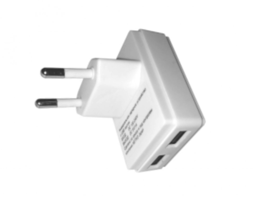 Домашнее универсальное зарядное устройство USB, 2 порта, 5В, выходная сила тока 1А, белый, п/пакет, Netko РАСПРОДАЖА