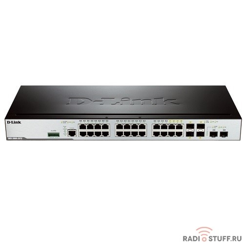 D-Link DGS-3000-26TC/A2A Управляемый коммутатор 2 уровня с 20 портами 10/100/1000Base-T, 4 комбо-портами 100/1000Base-T/SFP и 2 портами 10G SFP+