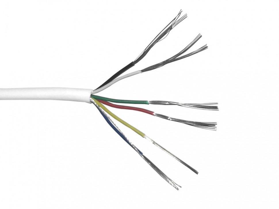 Кабель сигнальный, неэкранированный 6*0.22мм2 (7*0.2мм) 100м, алюминий, пластиковая катушка, белый NETKO Optima